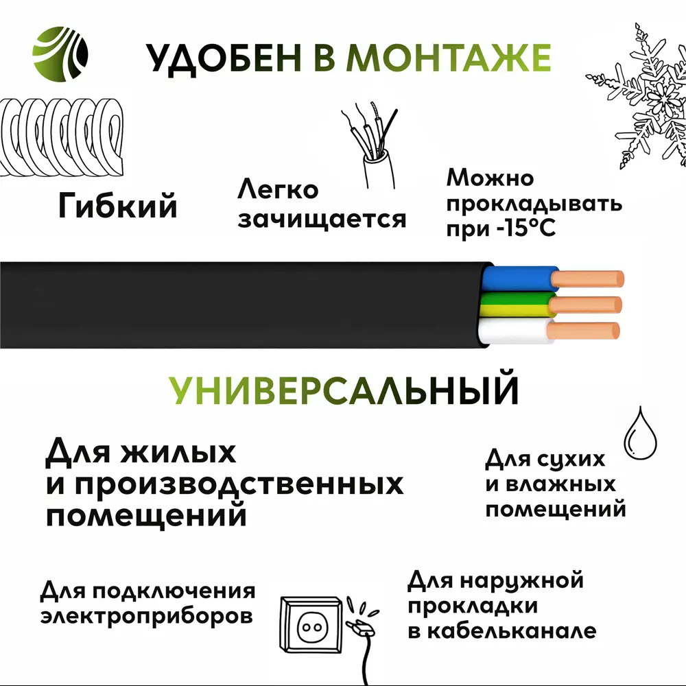 Кабель Ореол ВВГпнг(A)-LS 3x2.5 10 м ГОСТ 14424921 STLM-2009917  - Вид №2