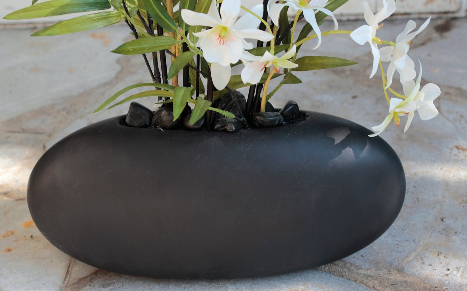 2782 778 a3 Искусственная орхидея дендробиум и бамбук в керамическом горшке, 65 см, real touch soft, бежево-белый H-andreas  - Вид №2