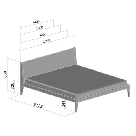 Кровать двуспальная 200х200 см серая с решеткой Fly BRAGIN DESIGN REPLACE 00-3862361 Серый  - Вид №1