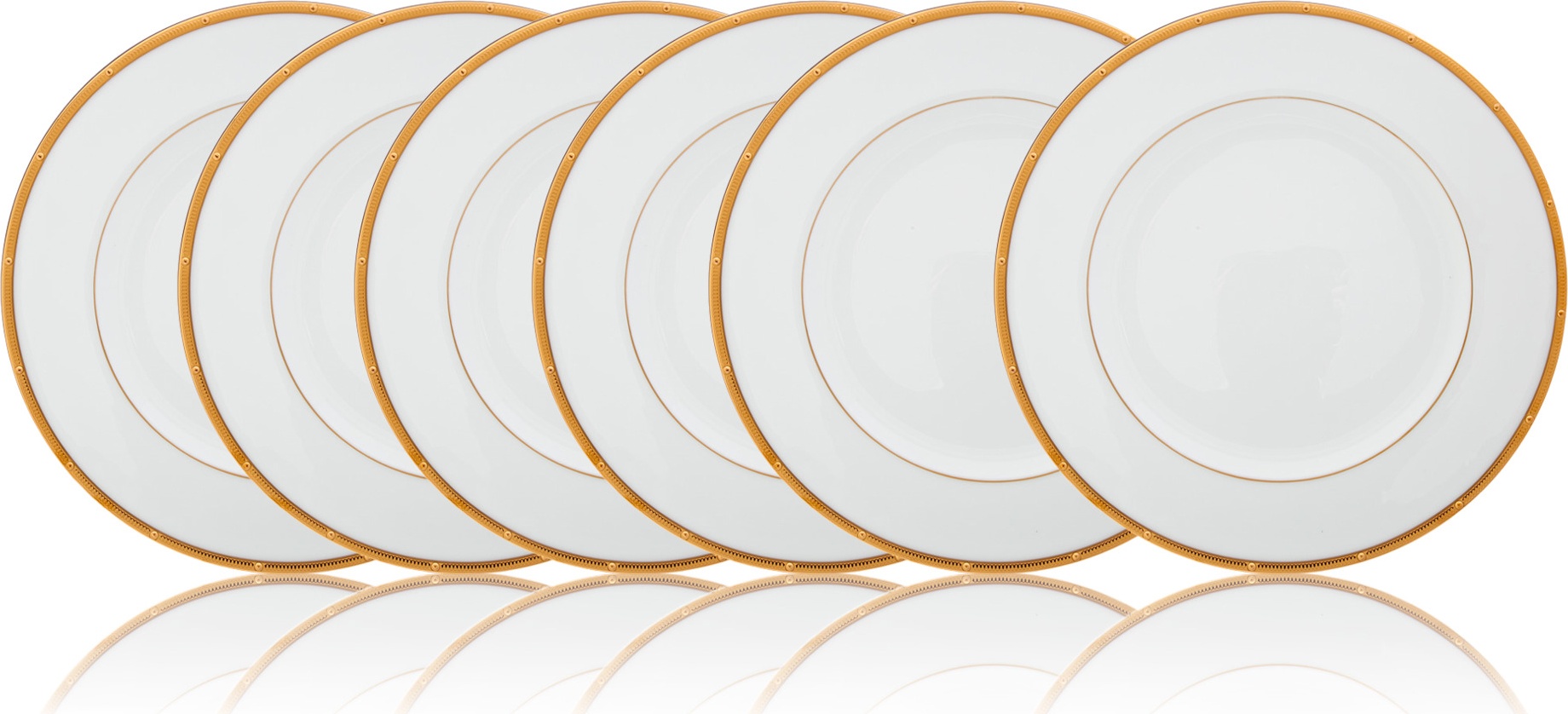 10672917 Noritake Набор тарелок закусочных Noritake Рочель,золотой кант 22см, фарфор, 6шт Фарфор костяной 