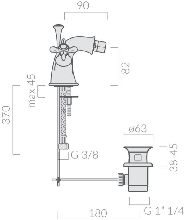 GALASSIA Смеситель для биде на столешнице с одним отверстием Ethos sun-id-1485535 - Вид №1