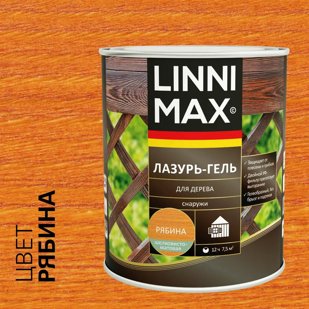 89349680 Лазурь-гель для дерева Linnimax полуматовая рябина 0.75 л STLM-0857392