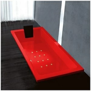 Ванна Gruppo treesse Quadra 170 V072C-SX-KZ красная с золотой фурнитурой аэромассажем прямоугольная встроенная левая