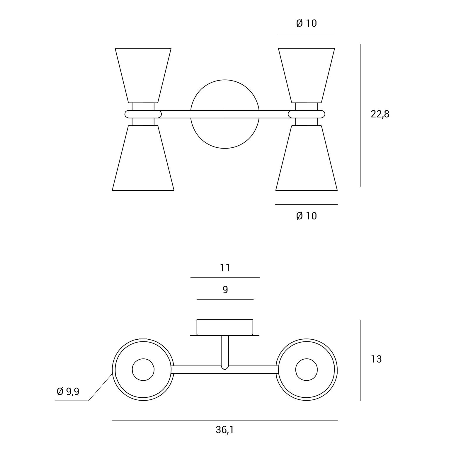 Окрашенный металлический настенный светильник Miloox Grail ARCH-00047356 - Вид №2