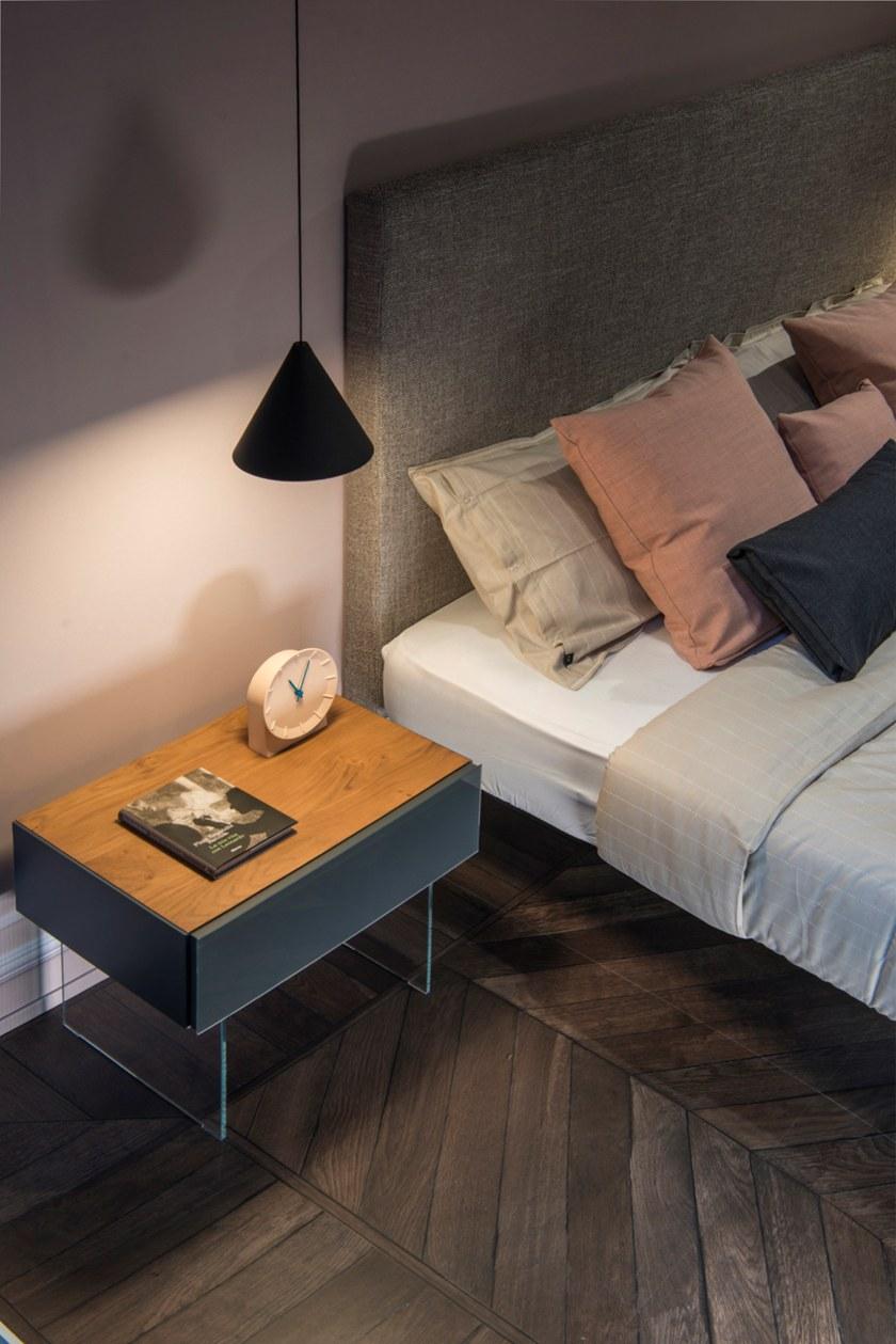 Lago Прикроватная тумба прямоугольная лакированная из дерева и стекла с ящиками 36e8 sun-id-1491888 - Вид №1