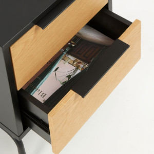 067829 Прикроватная тумбочка Savoi 42x50 черный шпон дуба La Forma Stellar