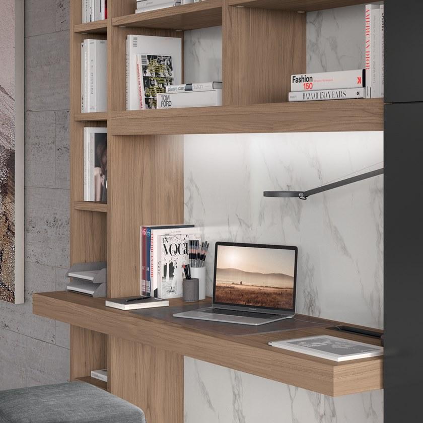 Febal Casa Книжный шкаф из лакированного меламина с письменным столом sun-id-1436326 - Вид №3