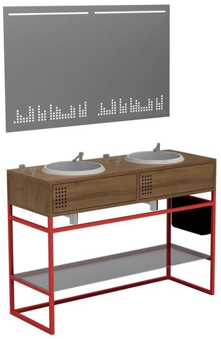 Olympia Ceramica Двойная металлическая тумба под умывальник с ящиками и вешалкой для полотенец Vinyl Vynilcom122 - Вид №8