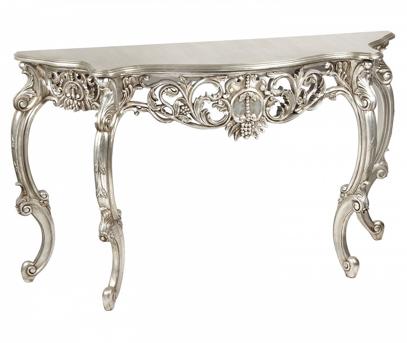 Консоль с деревянной столешницей 77х140 см античное серебро Queen Silver ART-ZERKALO  00-3884140 Серебро  - Вид №1