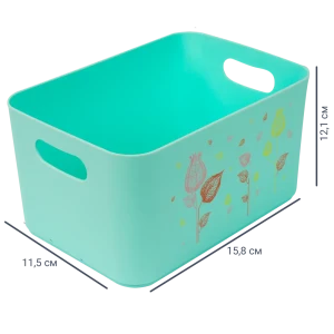 Корзина Flowers Pattern 15.79x12.12x11.5 см пластик цвет мята