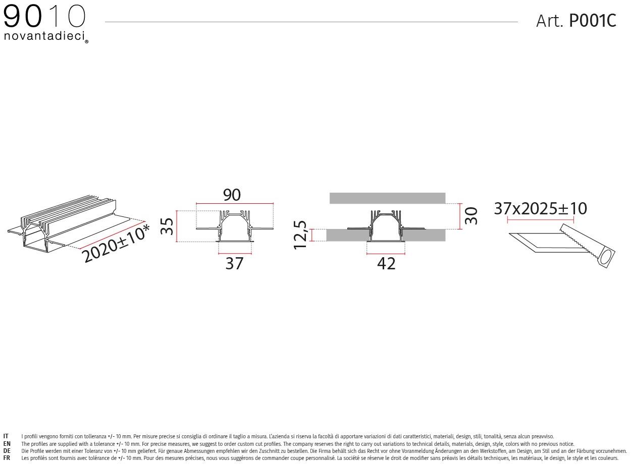 9010 novantadieci Линейный световой профиль из alumite®  P001  - Вид №3