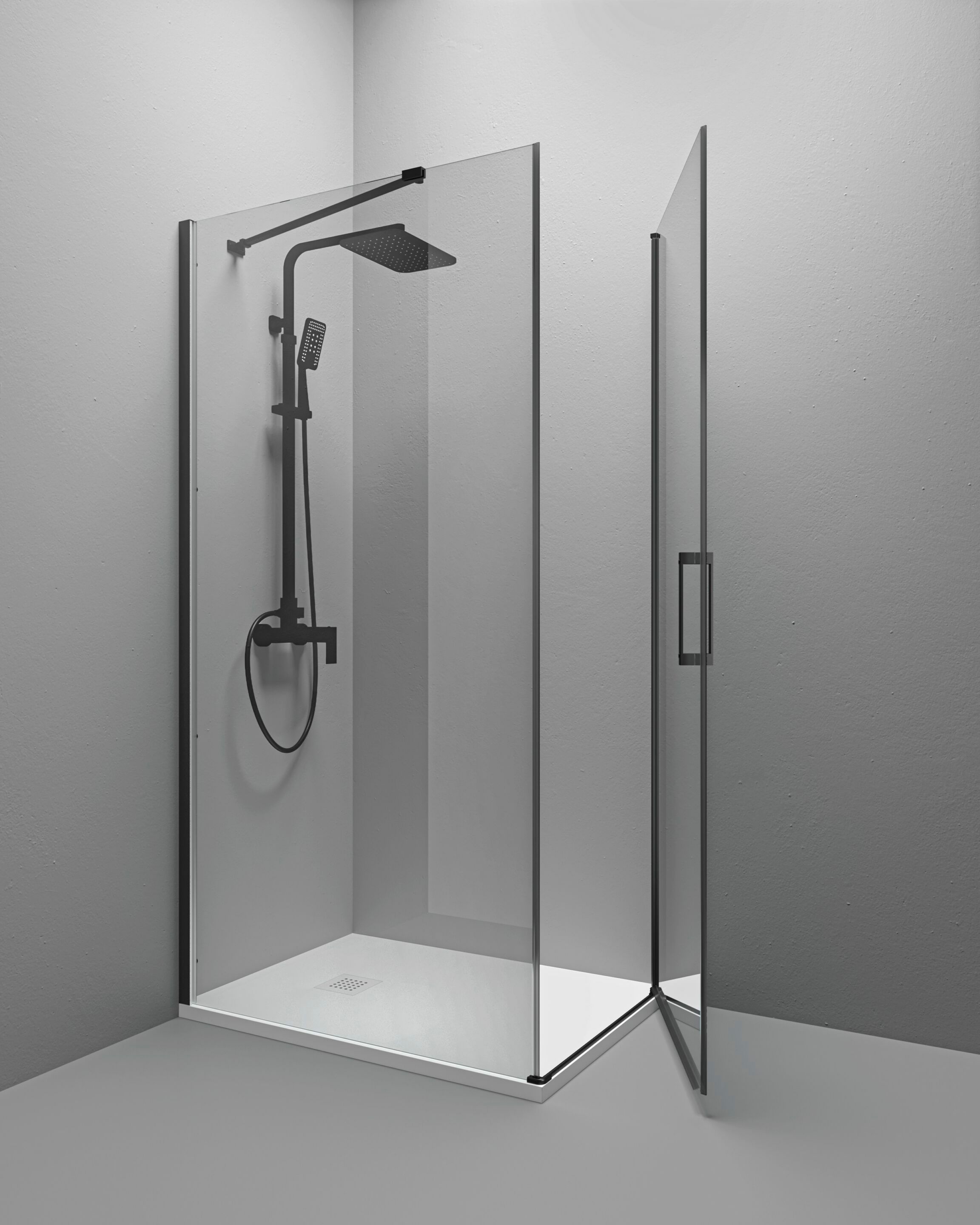 Алюминиевая и стеклянная угловая душевая кабина с распашной дверью TAMANACO SWING ARCH-00114950 - Вид №15