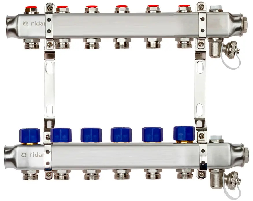 91054660 Коллектор Ридан SSM-6R set на 6 выходов 1"x3/4" нержавеющая сталь STLM-0804562