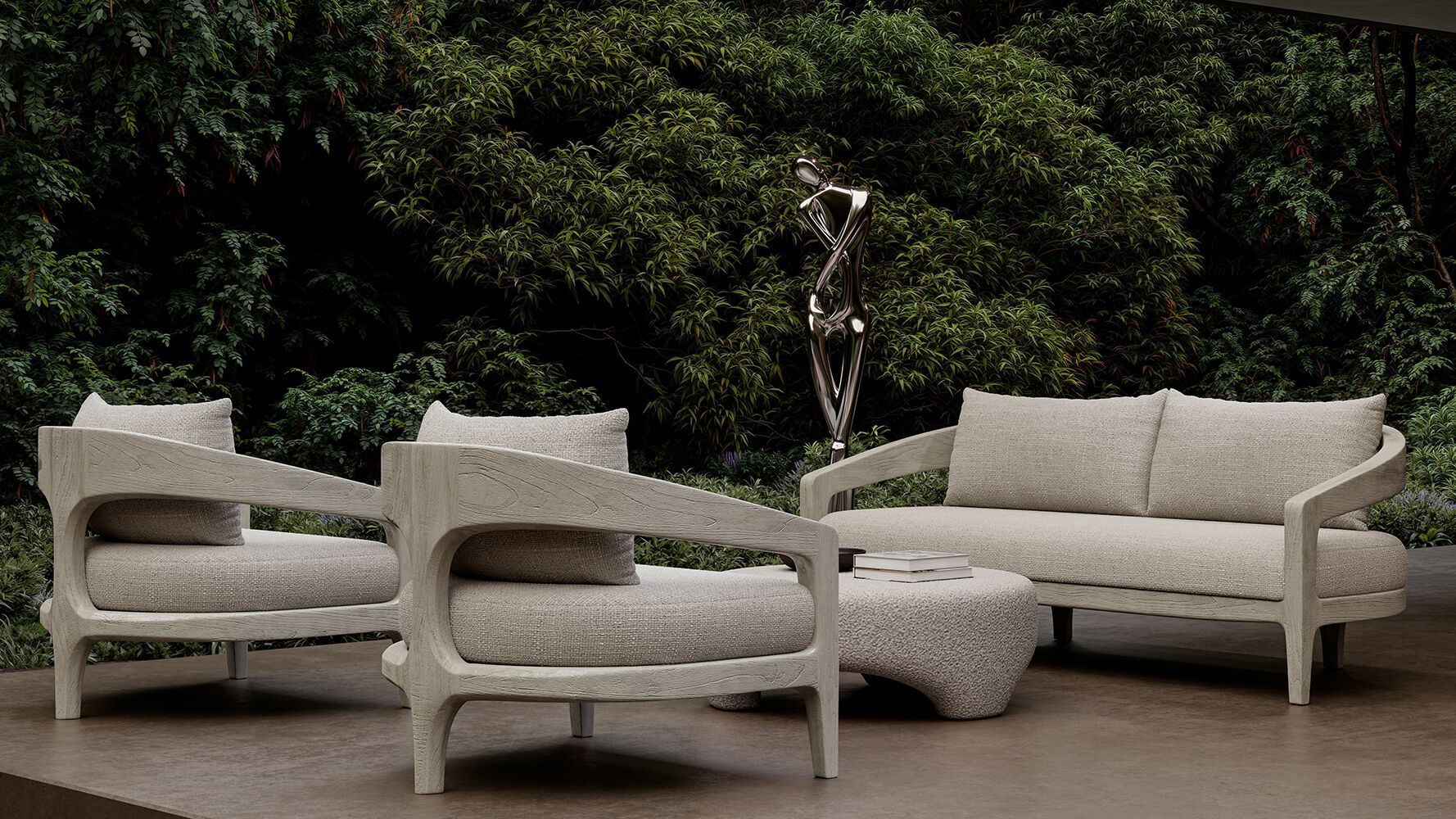 Круглый садовый столик из песчаника SNOC Кит ARCH-00061530 - Вид №3