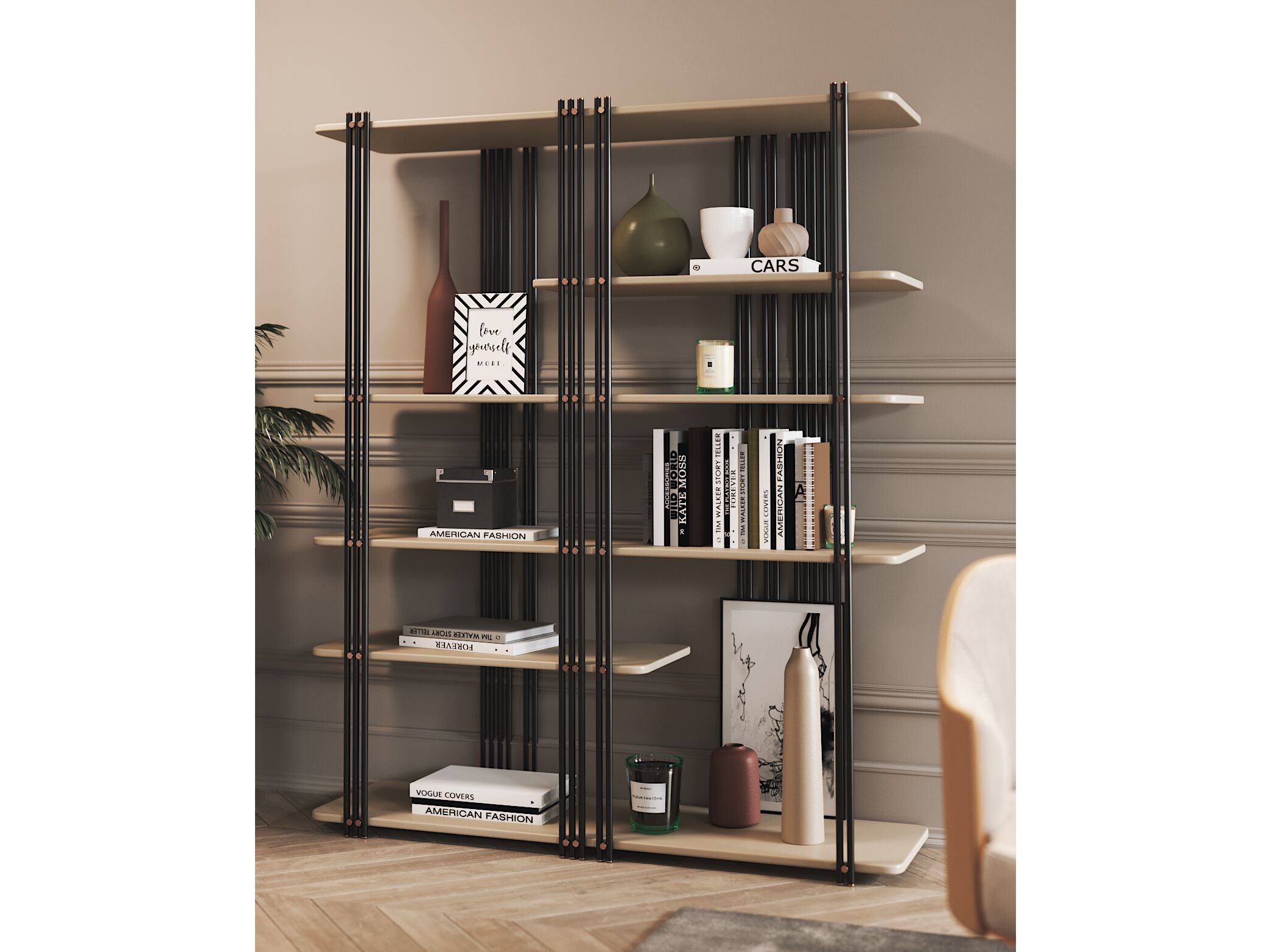 Книжный шкаф из стали и дерева PRADDY Natur ARCH-00026206 - Вид №1