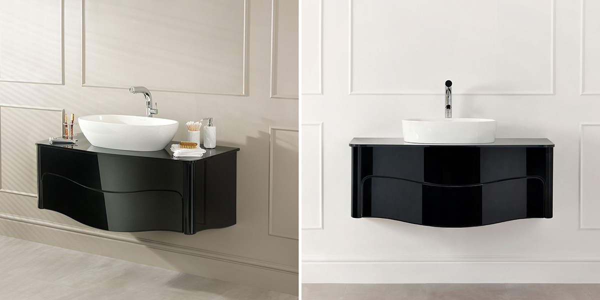 Тумба подвесная Mandello 114 Volo Glass MANVG-N-114-BK Victoria + Albert MANVGN114BK - Вид №1