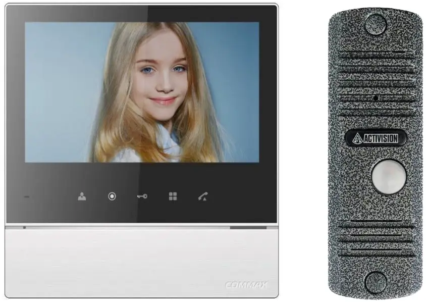 91153883 Комплект видеодомофона Commax CDV-70H2/AVC 305 7" цвет белый Black Smog /серебро STLM-0502354