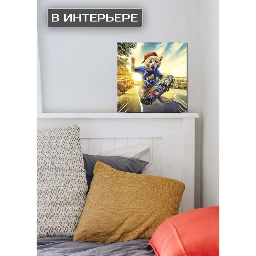 Картина на холсте Кот на скейте 30x30 см 87233235 STLM-2170859 FBRUSH  - Вид №2