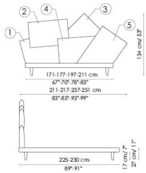 Bonaldo Двуспальная кровать из ткани с мягким изголовьем Picabia sun-id-1355111 - Вид №4
