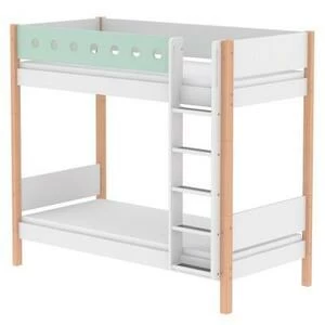 Кровать Flexa White двухъярусная с прямой лестницей, 200 см, мятная лакированная