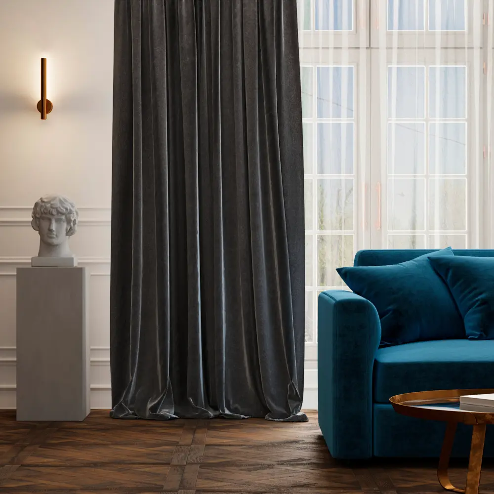 Дизайнерская штора Марио 200x260 см графит с эффектом затемнения 88013986 Santreyd STLM-1021306