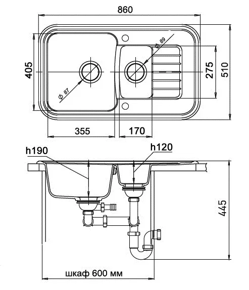 Кухонная мойка A-60KF GRANFEST Ewigstein - Вид №1