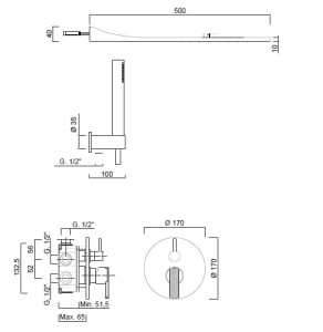 Встраиваемый смеситель для душа с душем