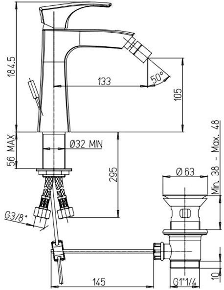 Paini Lady 89PW306 смеситель для биде - Вид №1
