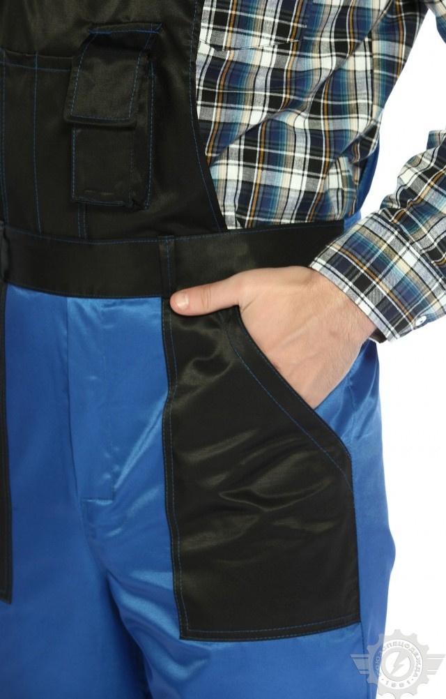 61474 Полукомбинезон "Мастер" василек-черный  Летняя спецодежда  размер 52-54/182-188  - Вид №4