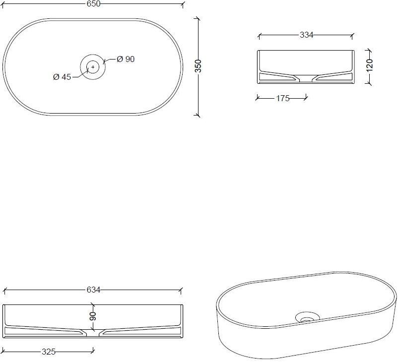 31120101 Накладная раковина на столешницу  овальная Alice Ceramica Hide - Вид №5