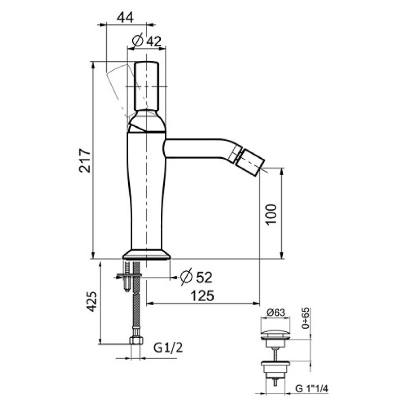 OA840102560 Смеситель на биде Opera , черный Webert Pegaso - Вид №1