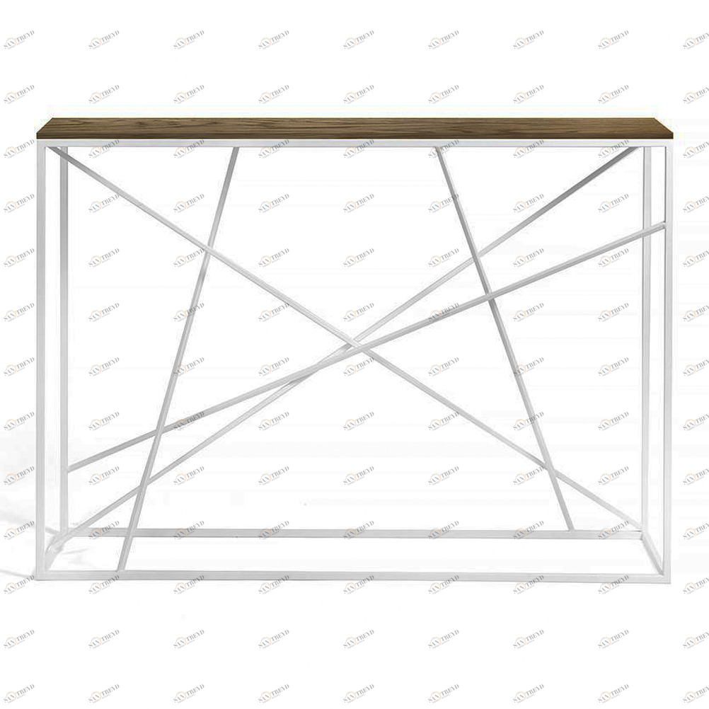 Консоль металлическая, хром с деревянной столешницей, темный дуб Wilson INTELLIGENT DESIGN  261014 Белый;коричневый 