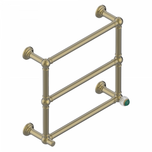 A8M-TWT3H1 Полотенцесушитель Традиционный, 3 перекладины, 625 мм x 575 мм, водяной, с 1 декоративной крестовой рукояткой Thg-paris Vogue с малахитом Бронза