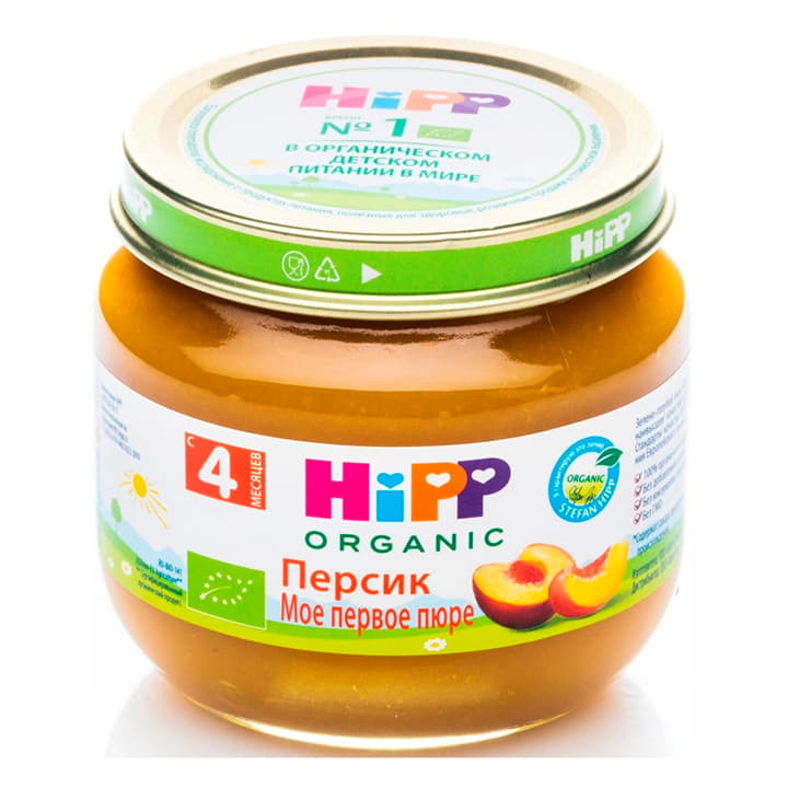 Фруктовое пюре Персик с 4 месяцев мое первое пюре HiPP 80 г Santreyd 15604 - Вид №1