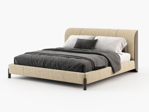 Двуспальная кровать из ткани с мягким изголовьем