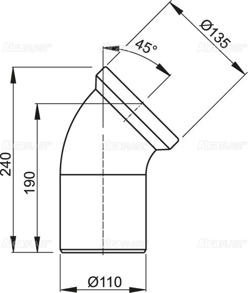 Колено для унитаза 45° ALCAPLAST A9045 - Вид №1