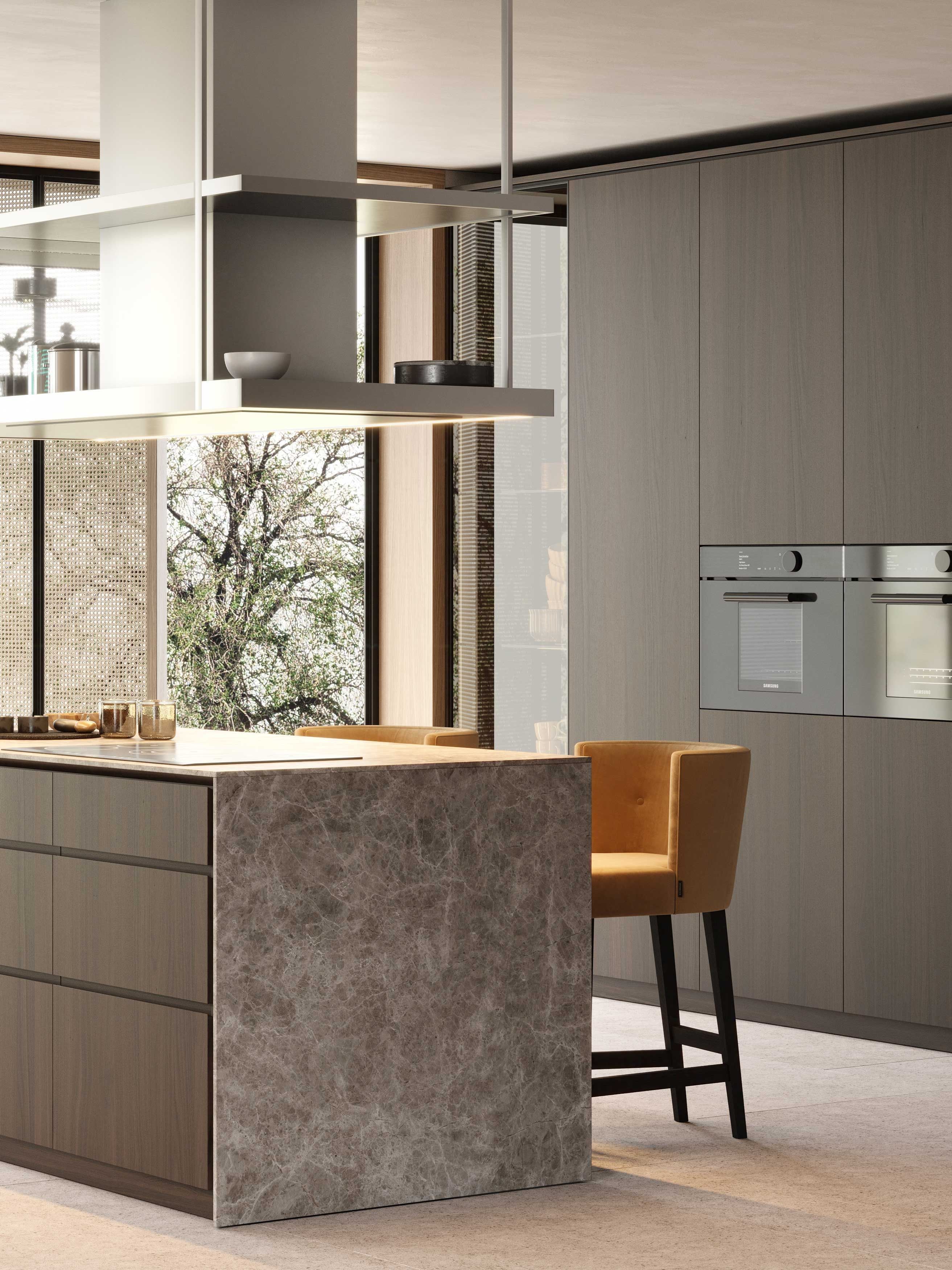 Высокий тканевый стул с подставкой для ног Stylish Club Milos ARCH-00140522 - Вид №5