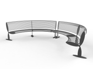 Стальная модульная изогнутая скамья со спинкой
