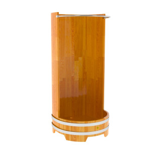 2123 Душевая кабина с держателем для шторки (лиственница натуральная сращенная) Alyarus