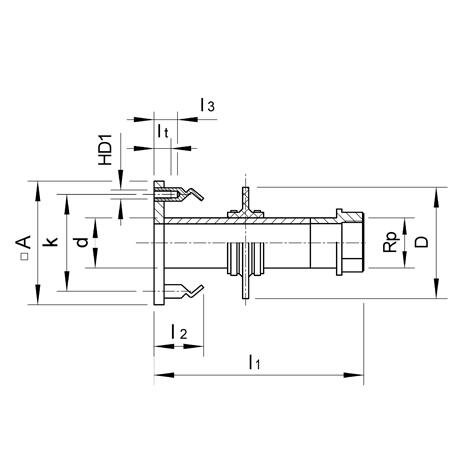 SANIT 521120020115416 оцинкованные стенки втулки ПЭ, прямой односторонний фланец / внутренняя резьба втулка, втулки стали дюбель  - Вид №1