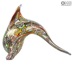 1413 ORIGINALMURANOGLASS Фигурка дельфина Миллефиори Муррины золото - Delfino Millefiori Oro - муранское стекло  см