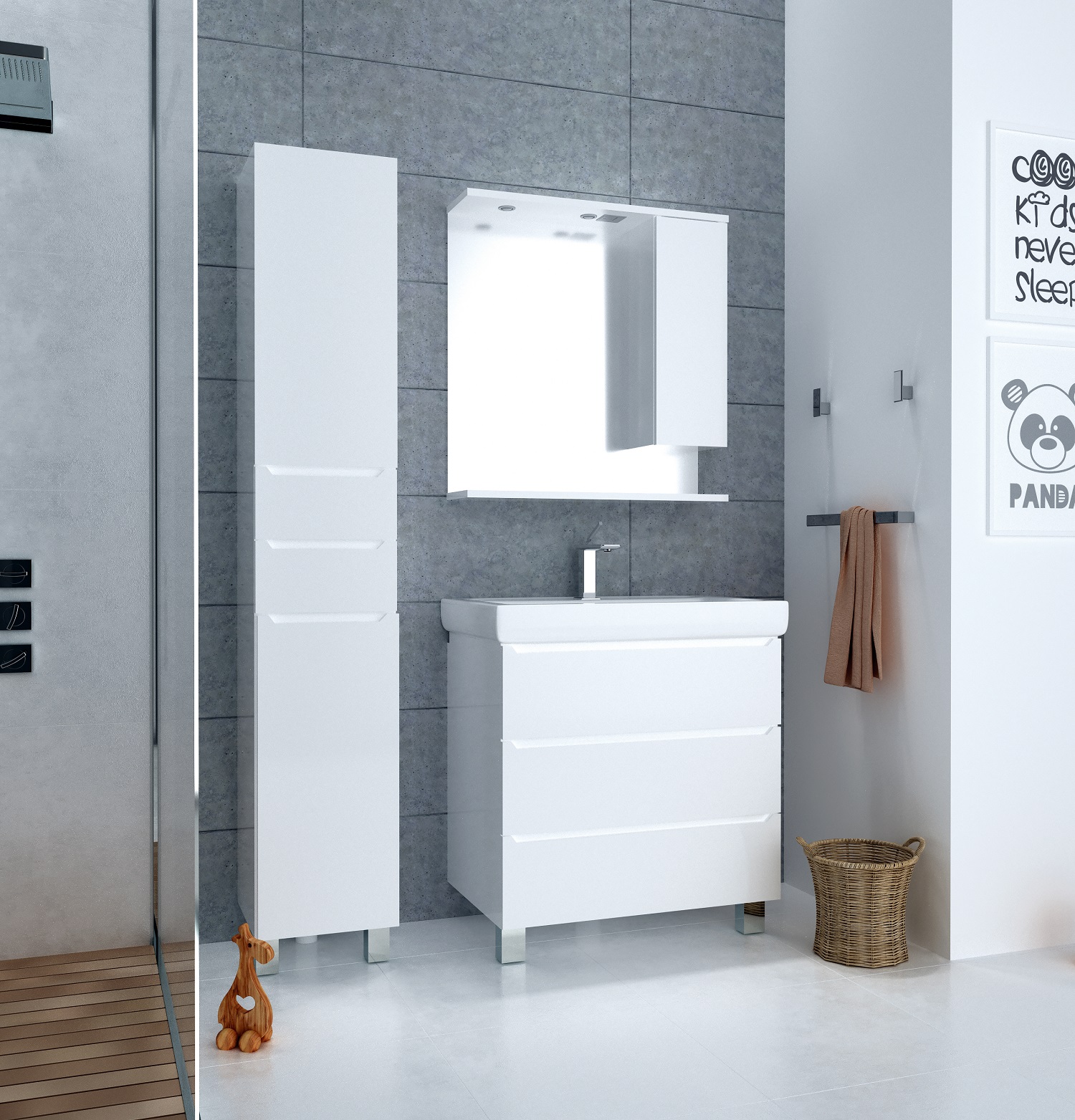 У57593 Тумба без раковины Кода 80Н 3в.я. МДФ 1 Marka Кода  - Вид №3