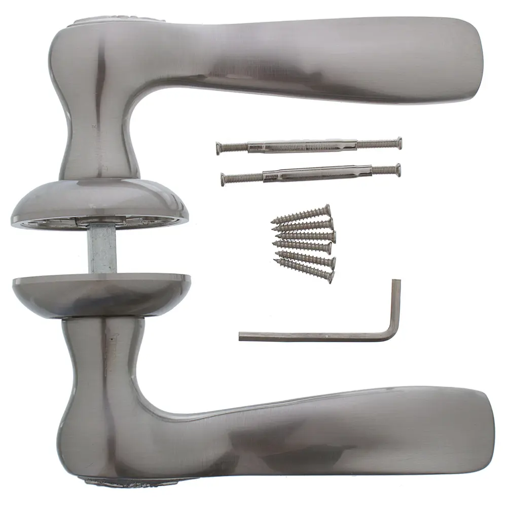 Ручки дверные на розетке Renz Флория, ЦАМ, цвет матовый никель STLM-2156411 - Вид №2