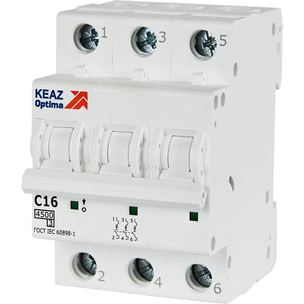 Автоматический выключатель КЭАЗ Opti Din BM63 3P 16A для надежной защиты электросети 89206647 STLM-1118038