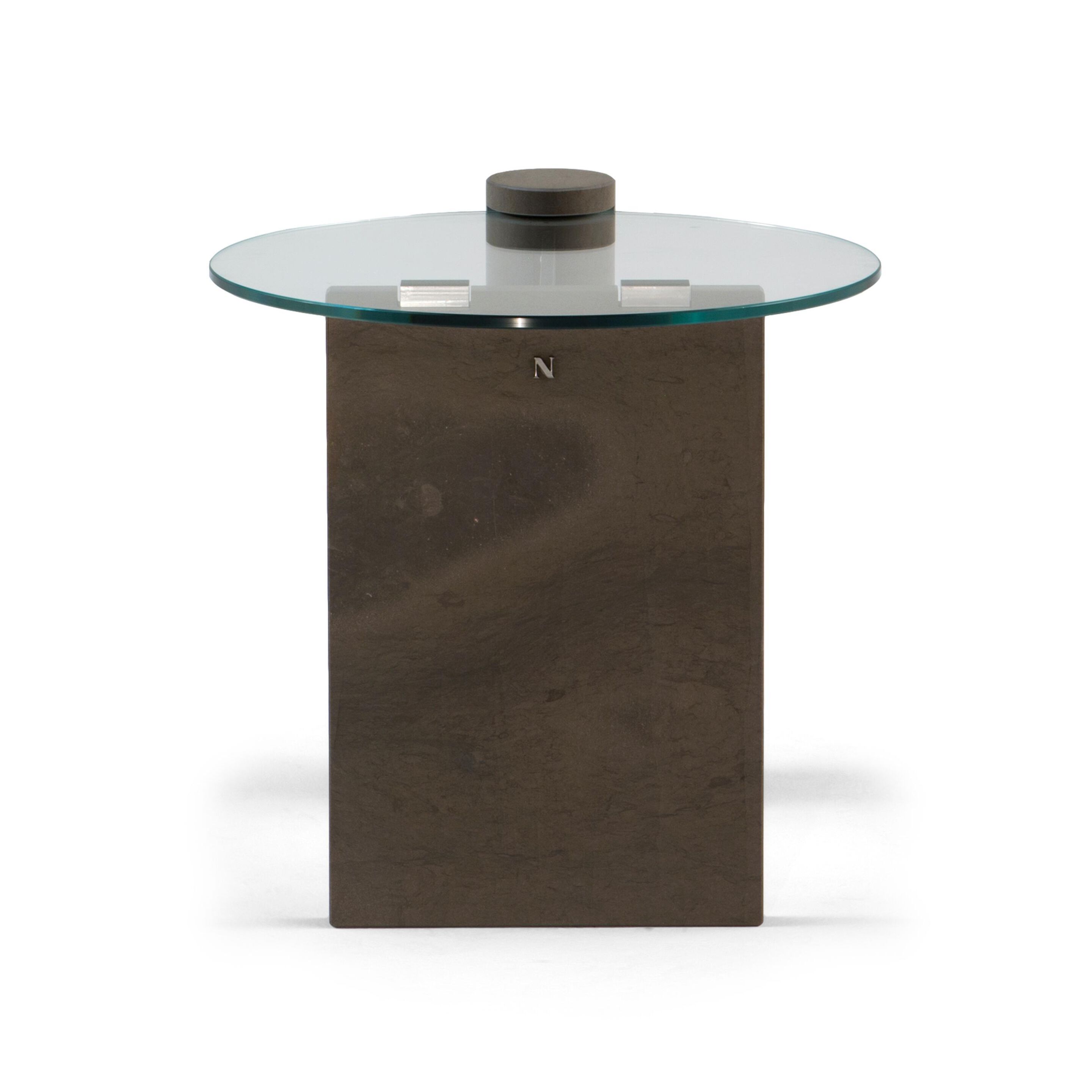 Высокий мраморный круглый журнальный столик со стеклянной столешницей Natuzzi Italia Solar ARCH-00032832 - Вид №3