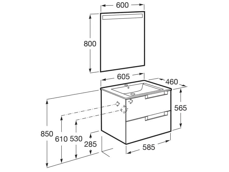 Деревянный подвесной умывальник с зеркалом Roca UNIK A85182 / A85183 / A85184 ARCH-00019858 - Вид №41