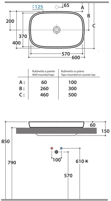 Ge042.bi Накладная раковина на столешницу  овальная Ceramica Globo Genesis - Вид №2