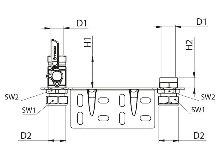 Комплект клапанов и фитингов резьбовая версия для газового счетчика bitubo TECO KM3 ARCH-00109509 - Вид №2