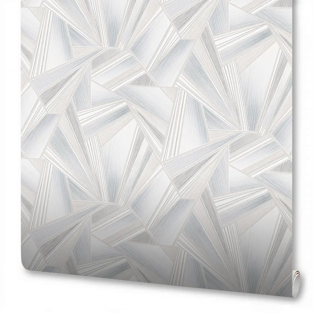Флизелиновые обои Wallsecret Crystal с графическим узором в серо-голубых тонах 89024558