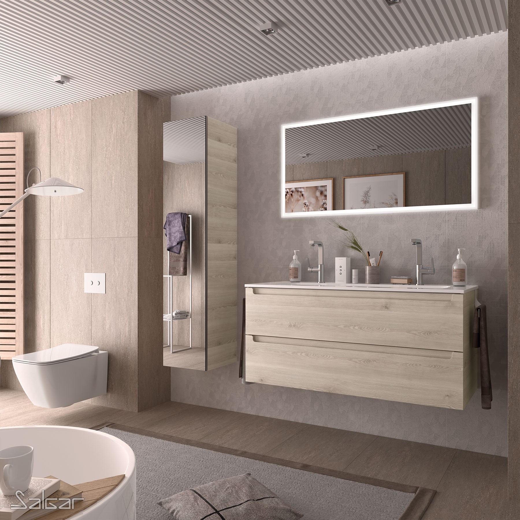 23942 SALGAR Мебель под умывальник MONTERREY 1200 2 металлических ящика NATURAL 1197 x 540 x 450 мм Естественный 